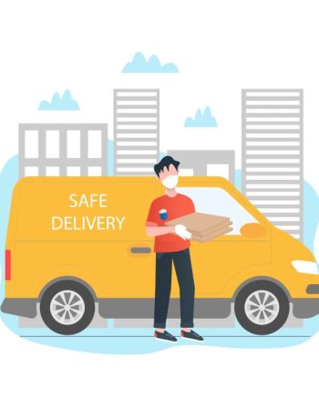 delivery-man-with-a-truck-illustration-concept-in-cartoon-style-safe-food-delivery-concept-meal-kit-delivery-concept-delivery-man-is-holding-a-box-flat-illustration-free-vector